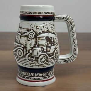Avon Beer Small Mug Stein 1982 Cars Ford Model T Bugatti Stanley Steamer MG 5 in